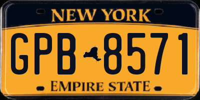 NY license plate GPB8571