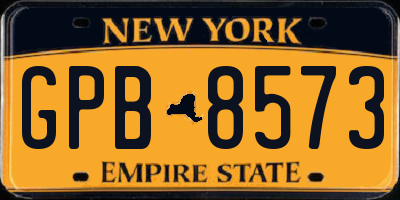 NY license plate GPB8573