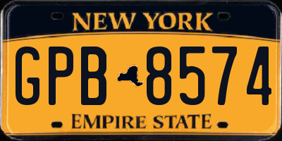 NY license plate GPB8574