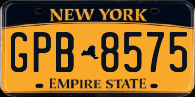 NY license plate GPB8575