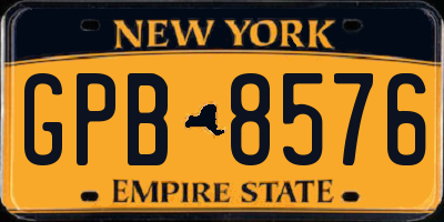 NY license plate GPB8576