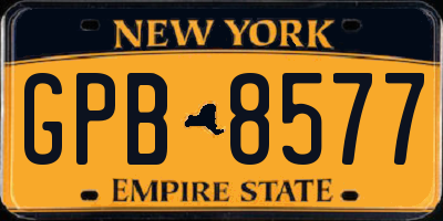 NY license plate GPB8577