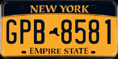 NY license plate GPB8581