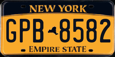 NY license plate GPB8582