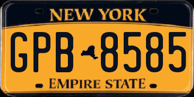 NY license plate GPB8585