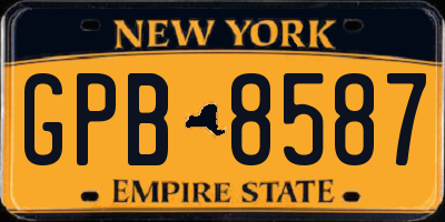 NY license plate GPB8587