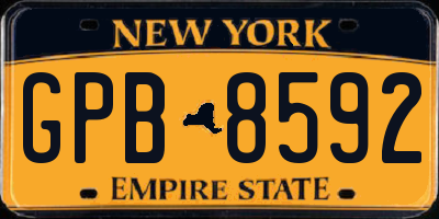 NY license plate GPB8592