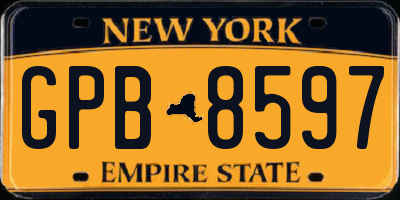 NY license plate GPB8597