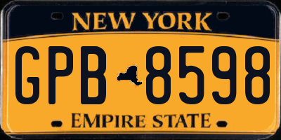 NY license plate GPB8598