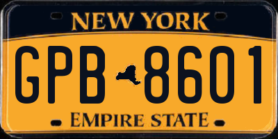 NY license plate GPB8601