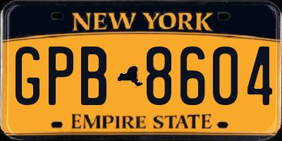 NY license plate GPB8604