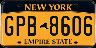 NY license plate GPB8606