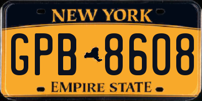 NY license plate GPB8608