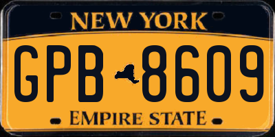 NY license plate GPB8609