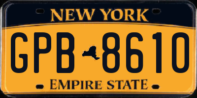 NY license plate GPB8610