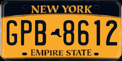 NY license plate GPB8612
