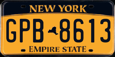 NY license plate GPB8613