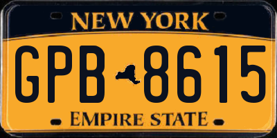 NY license plate GPB8615