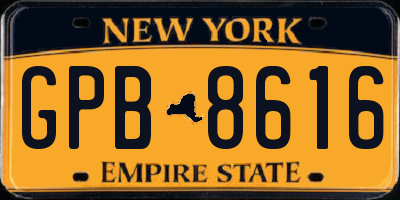 NY license plate GPB8616