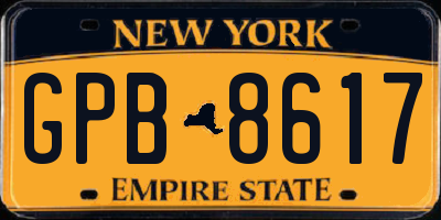 NY license plate GPB8617