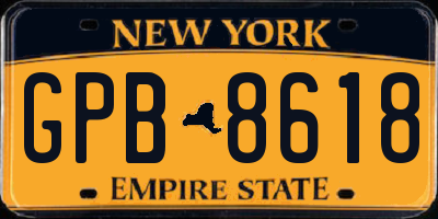 NY license plate GPB8618