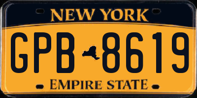 NY license plate GPB8619