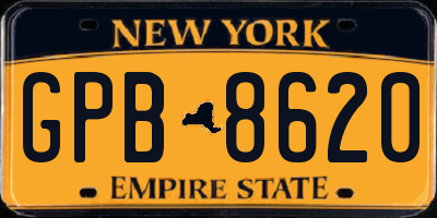 NY license plate GPB8620