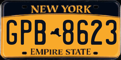NY license plate GPB8623