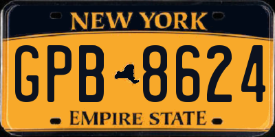 NY license plate GPB8624