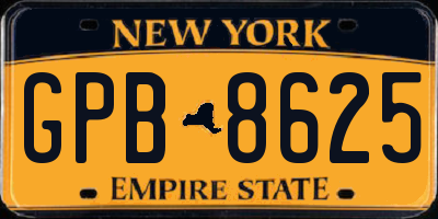 NY license plate GPB8625