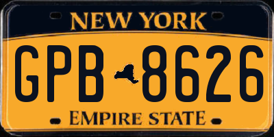 NY license plate GPB8626