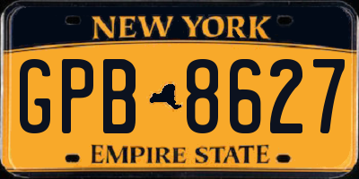 NY license plate GPB8627