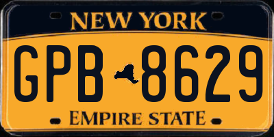 NY license plate GPB8629