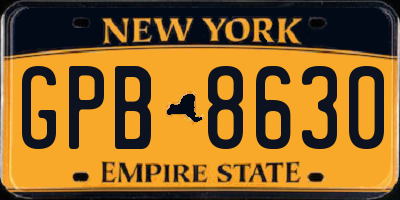 NY license plate GPB8630