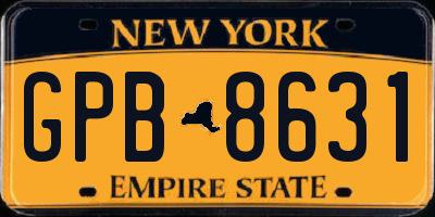 NY license plate GPB8631