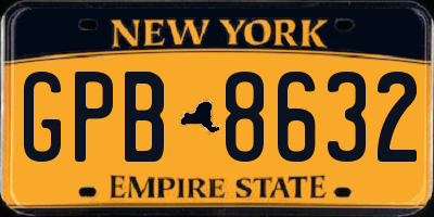 NY license plate GPB8632
