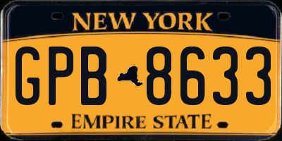 NY license plate GPB8633