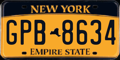 NY license plate GPB8634
