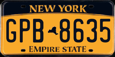 NY license plate GPB8635