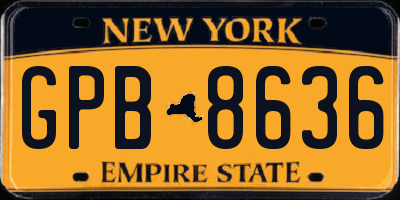 NY license plate GPB8636