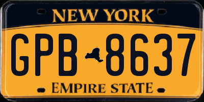 NY license plate GPB8637