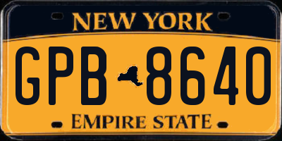 NY license plate GPB8640