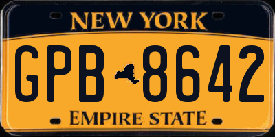 NY license plate GPB8642