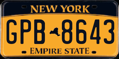 NY license plate GPB8643