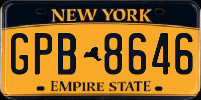 NY license plate GPB8646