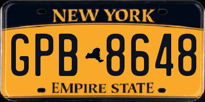 NY license plate GPB8648