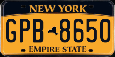 NY license plate GPB8650