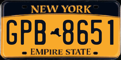 NY license plate GPB8651