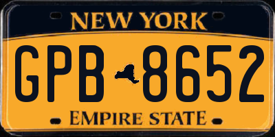 NY license plate GPB8652