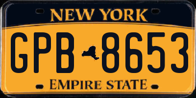NY license plate GPB8653